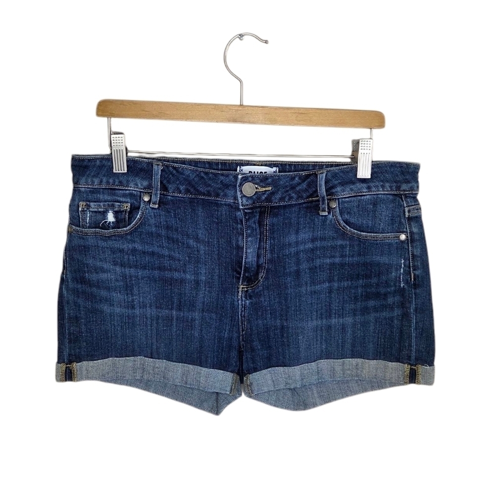 Paige Low Rise Dark Wash Cuffed Denim Jean Shorts Womens Size 29